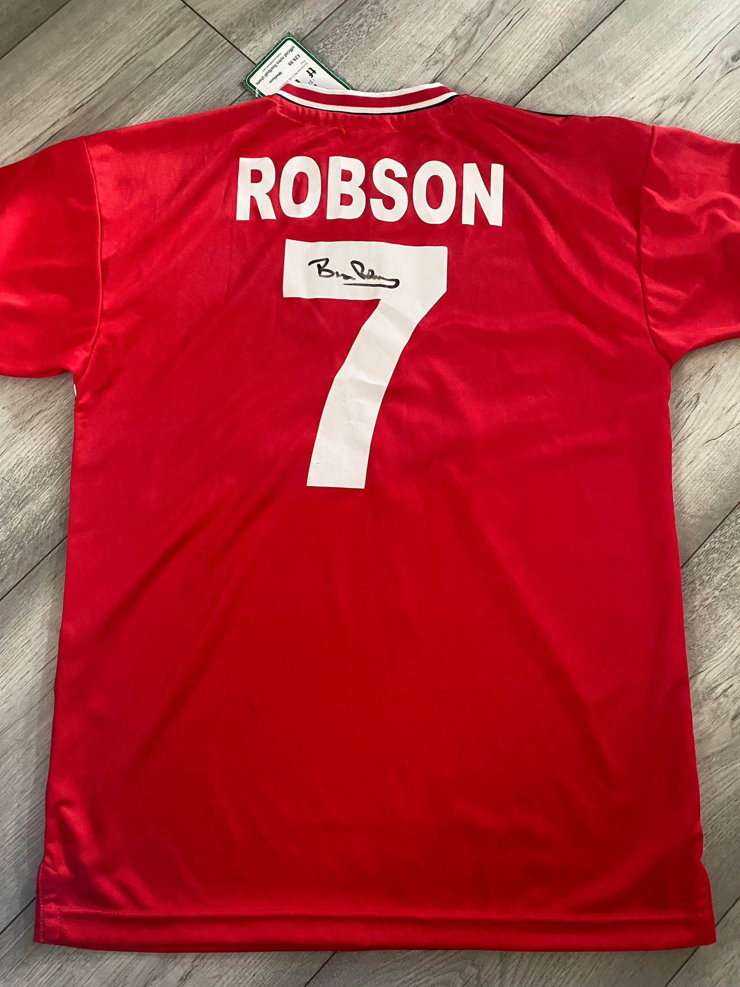 Bryan Robson- Manchester United hand-signed replica shirt - MUFC memorabilia, football shirt (UNFRAMED)