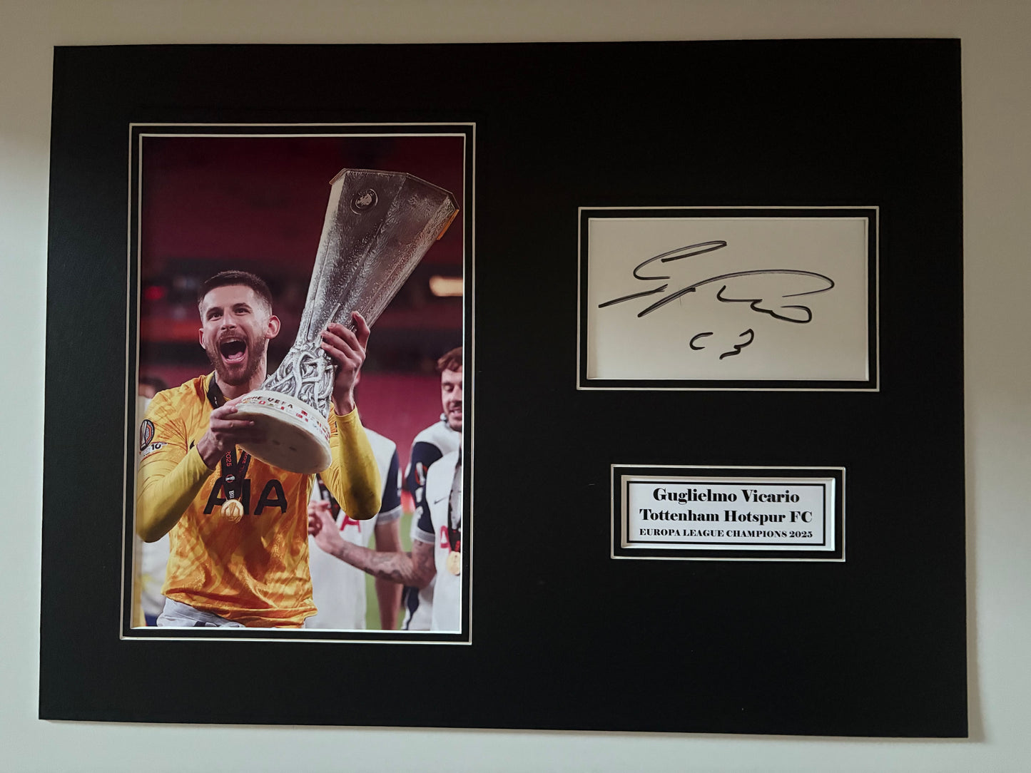 Guglielmo Vicario - Tottenham Hotspur FC - 16x12in signed photo mount- Spurs memorabilia, gift, display