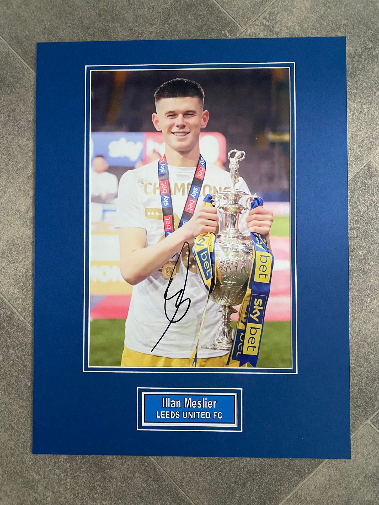 Illan Meslier - Leeds United FC - 16x12in signed photo montage - Leeds United memorabilia, gift, display