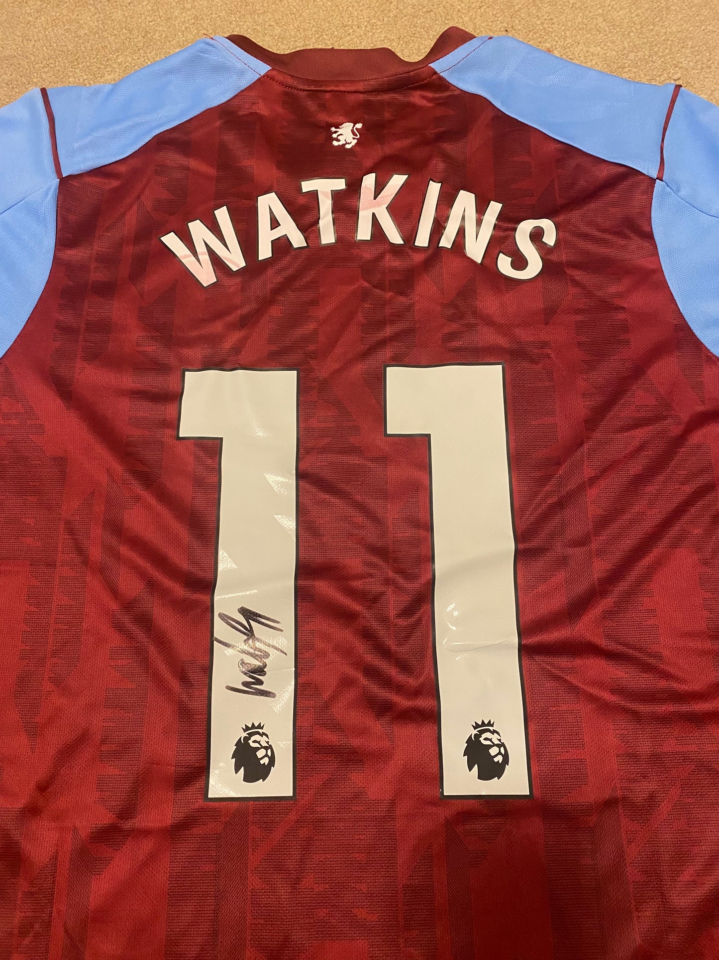 Ollie Watkins - Aston Villa signed replica shirt -Villa memorabilia, AVFC gift, (UNFRAMED)