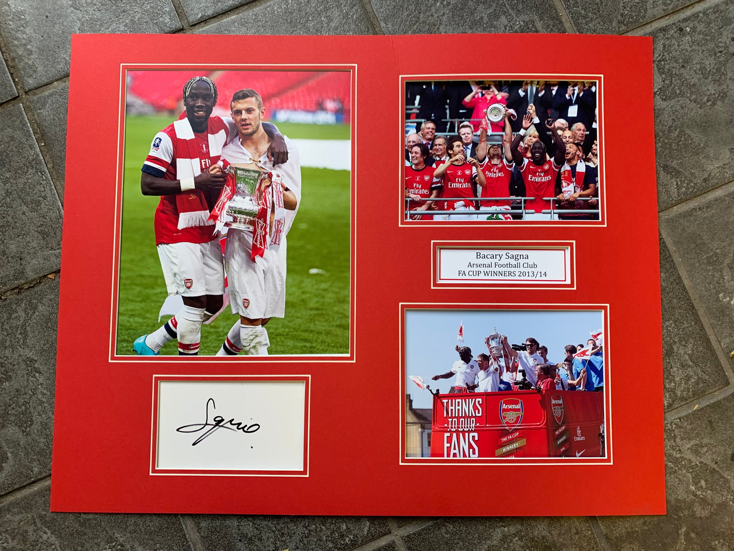Bacary Sagna - Arsenal - 20x16in signed photo montage - memorabilia, gift, display (UNFRAMED)