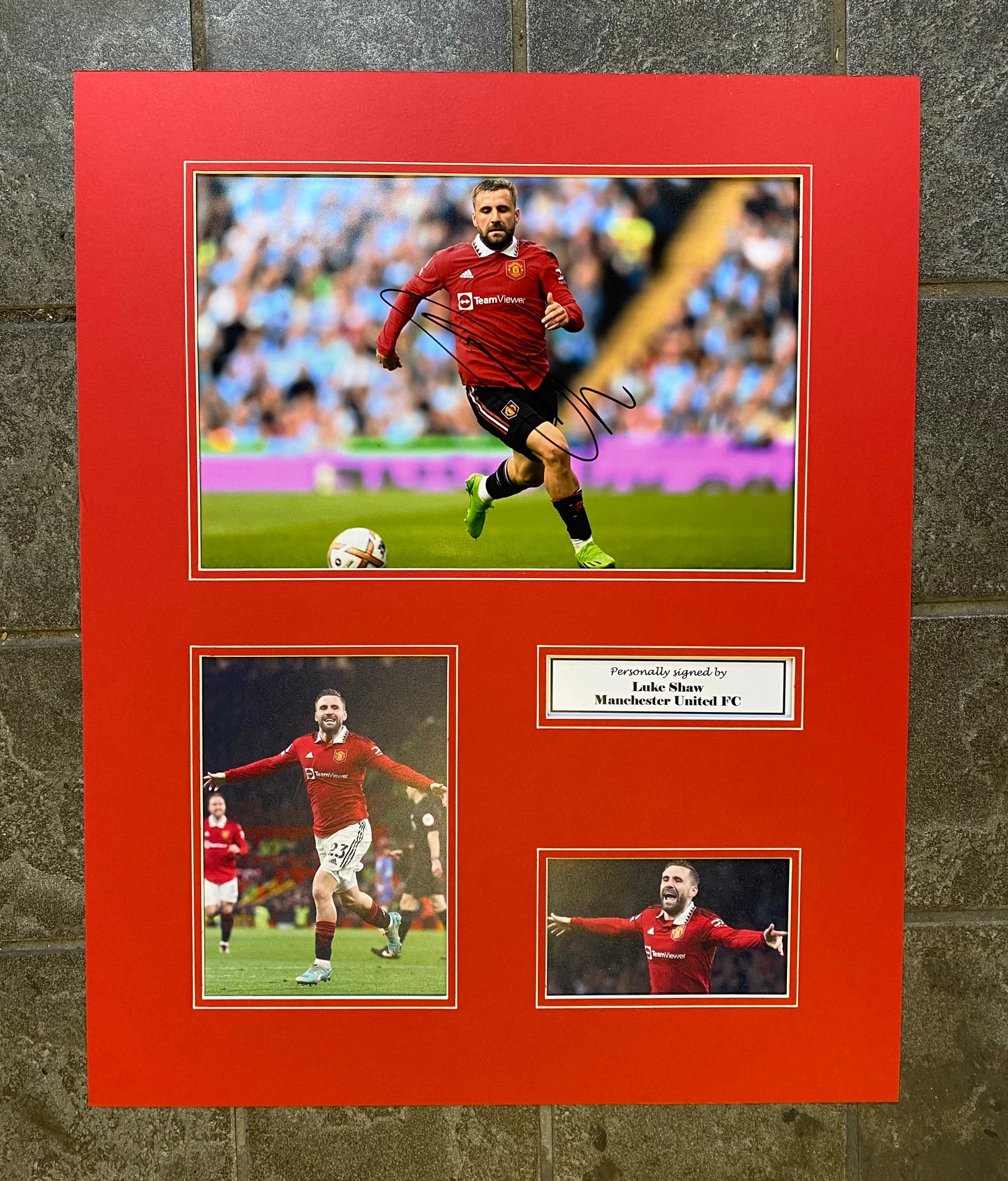 Luke Shaw - Manchester United - 20x16in signed photo montage - memorabilia, gift, display
