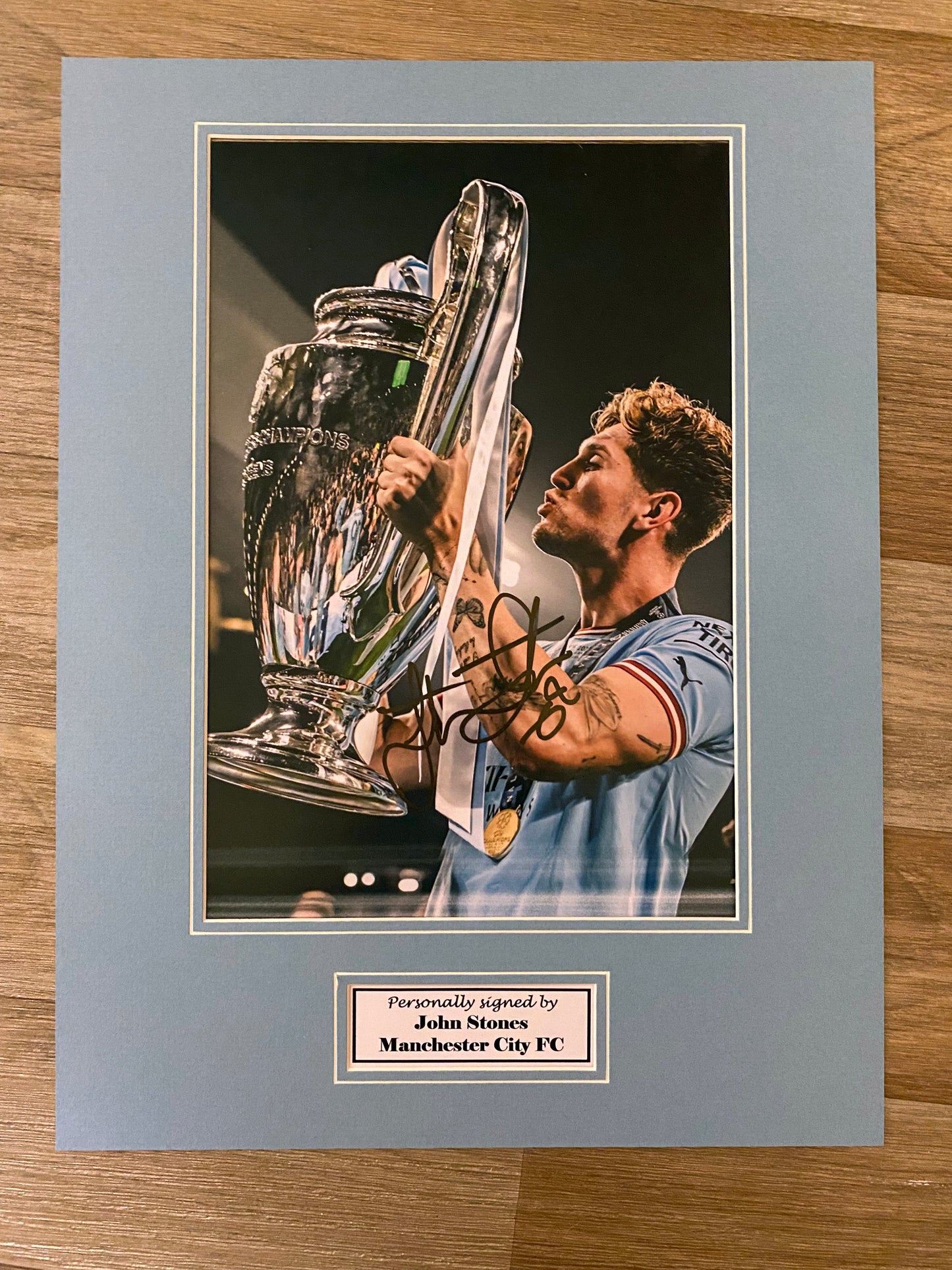 John Stones - Manchester City -16x12in signed photo mount - MCFC memorabilia, gift, display