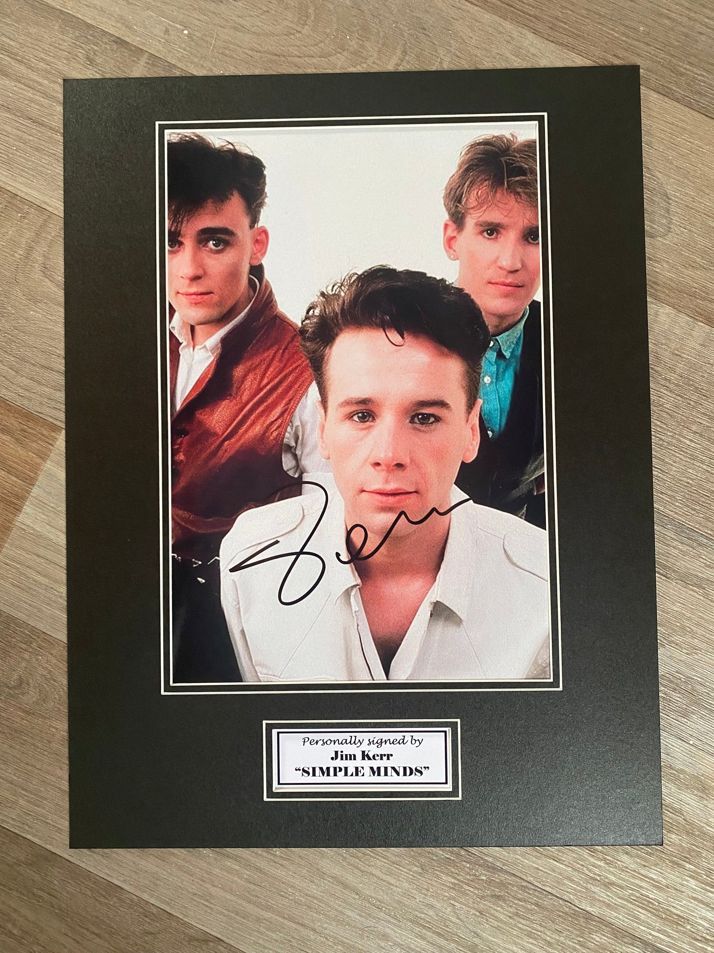 Jim Kerr "SIMPLE MINDS" - 16x12in signed photo mount - music memorabilia, gift, display