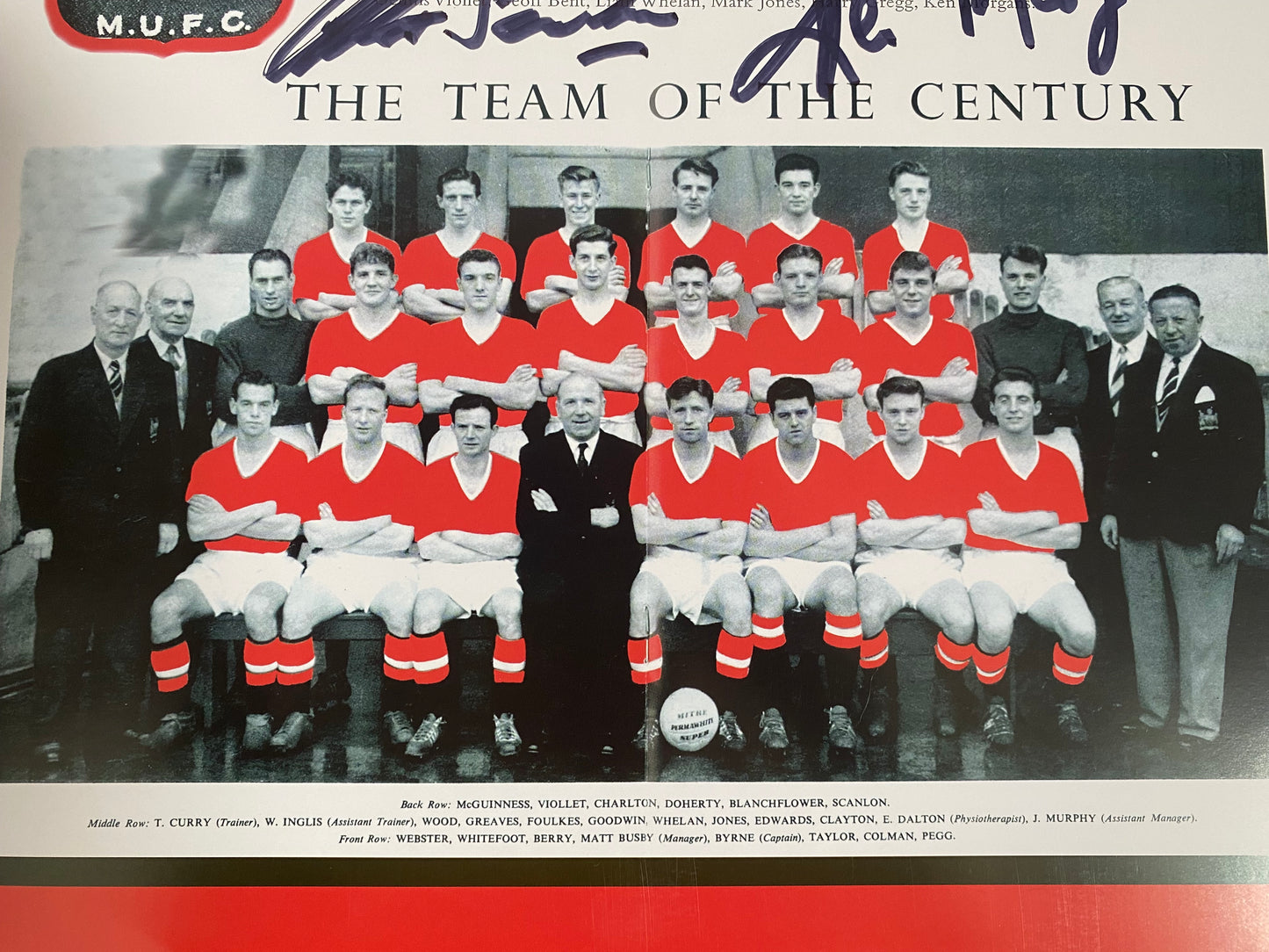 WILF MCGUINESS, ALBERT SCANLON & KEN MORGANS - "BUSBY BABES" Manchester United - huge 20X16in poster - MUFC memorabilia, gift, (UNFRAMED)
