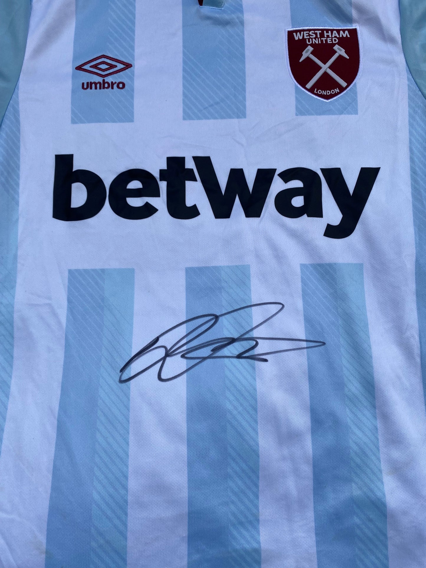 Declan Rice - West Ham United FC - signed shirt - WHUFC memorabilia, gift