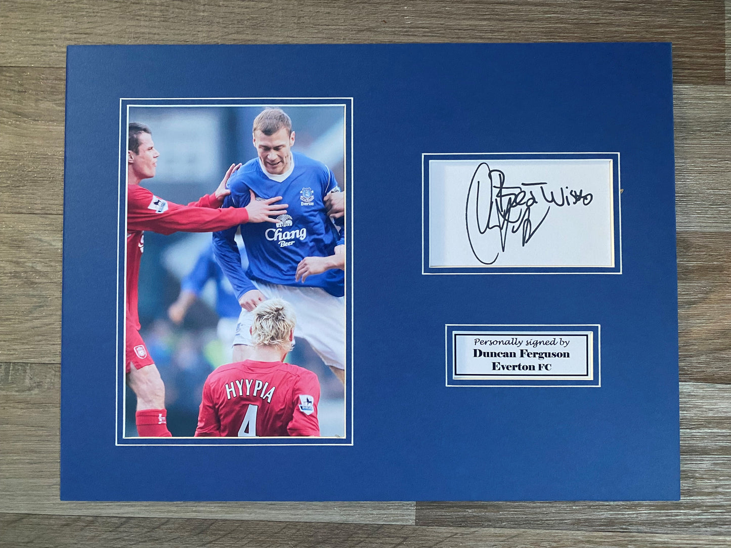 Duncan Ferguson Everton FC -16x12in signed photo montage - Everton memorabilia, gift, display