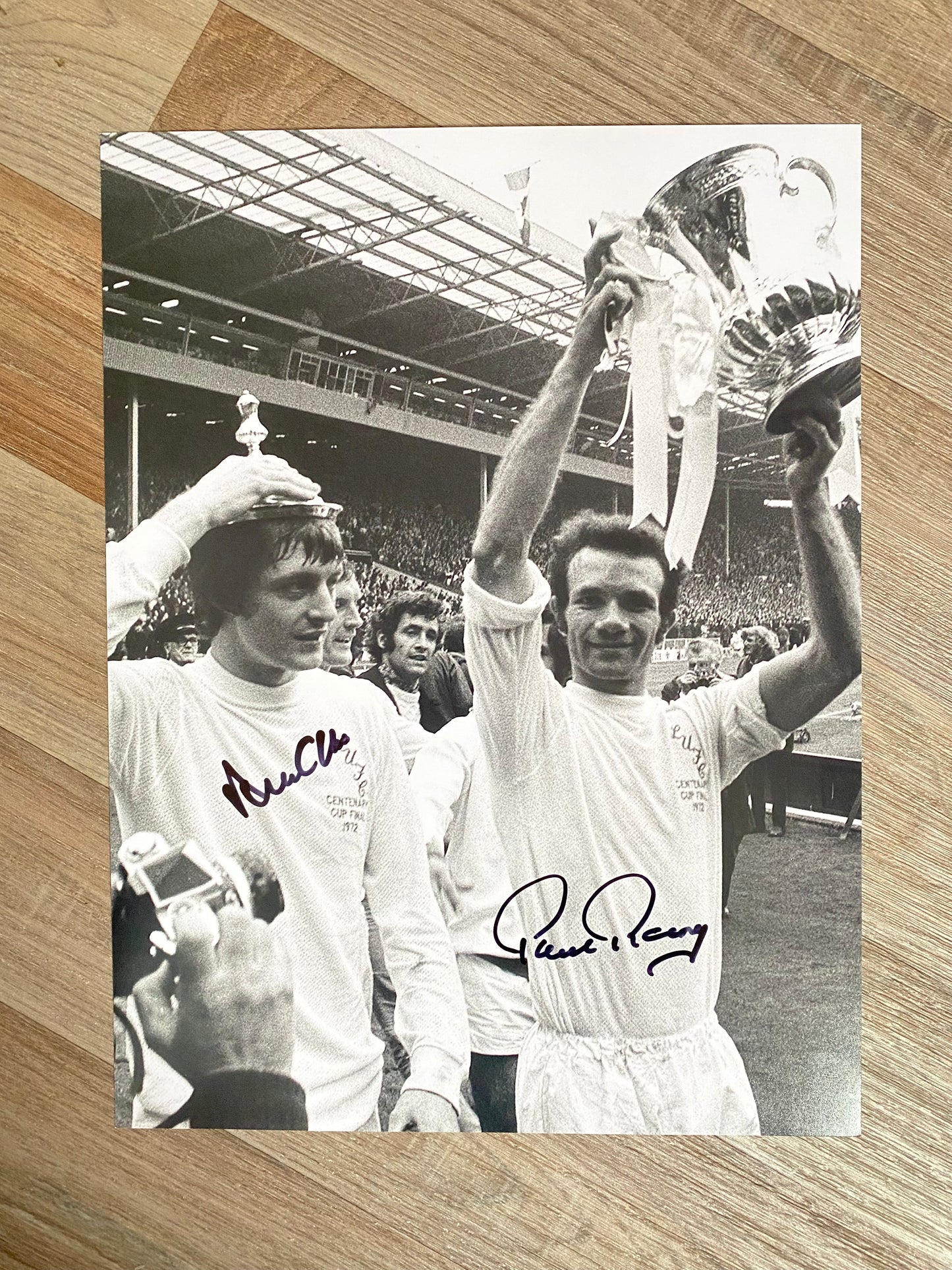 Paul Reaney & Allan Clarke - Leeds United - 16x12in signed photo - Leeds United memorabilia, gift, autograph
