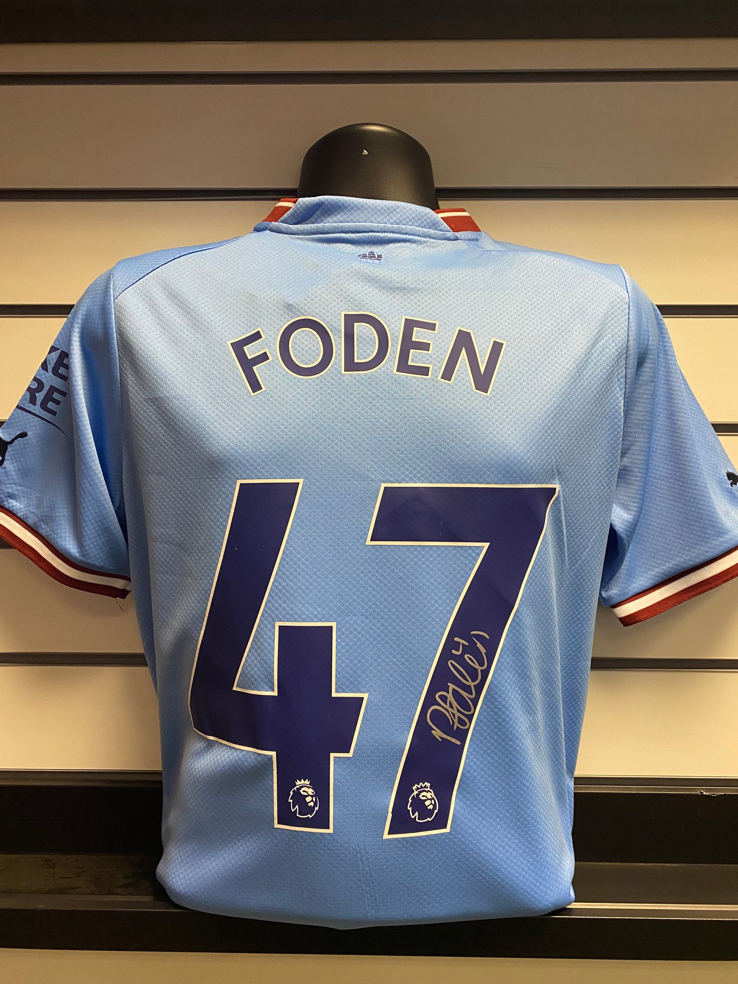 Phil Foden - Manchester City FC - hand-signed replica shirt - MCFC memorabilia, football shirt (UNFRAMED)