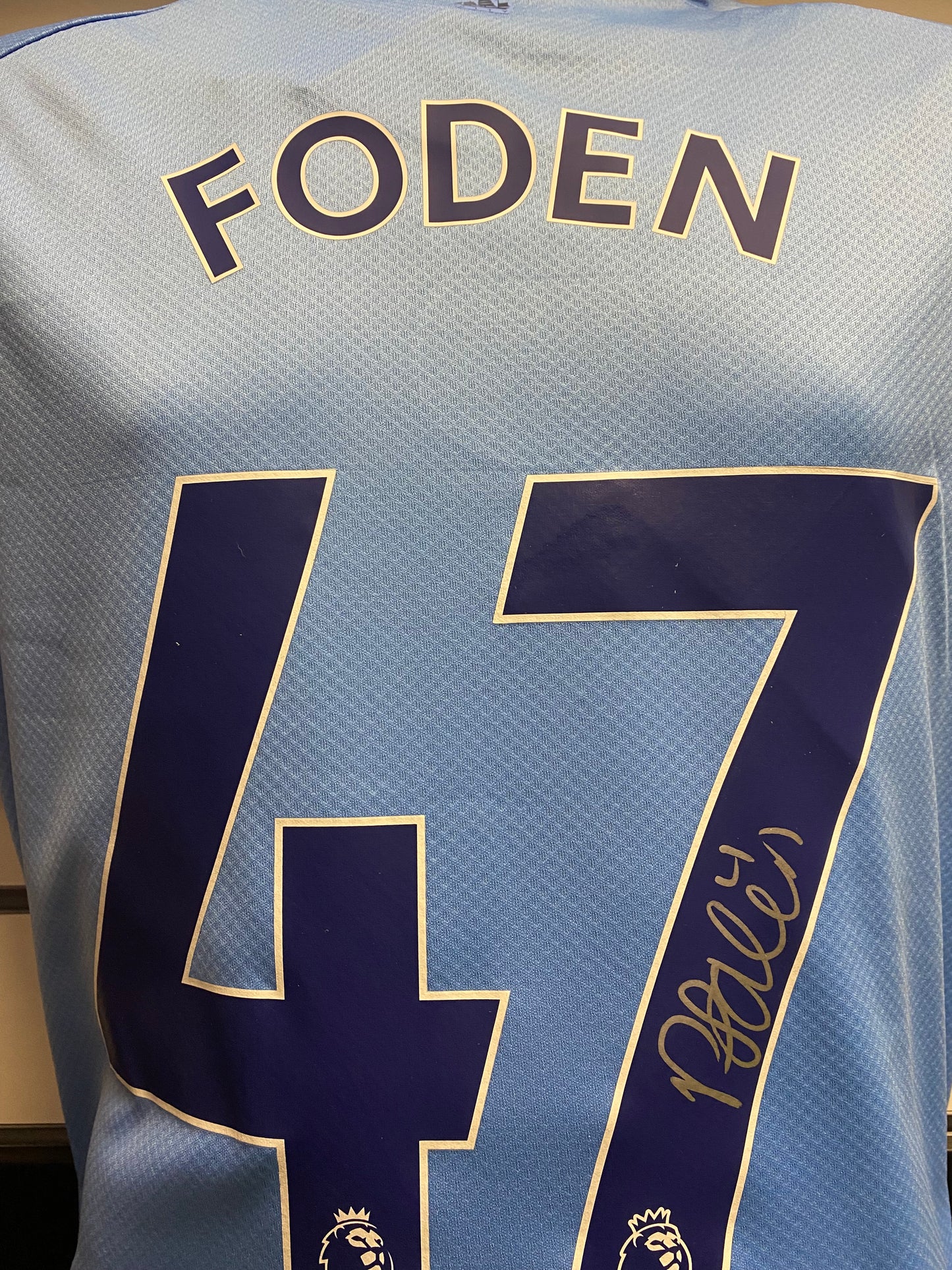 Phil Foden - Manchester City FC - hand-signed replica shirt - MCFC memorabilia, football shirt (UNFRAMED)