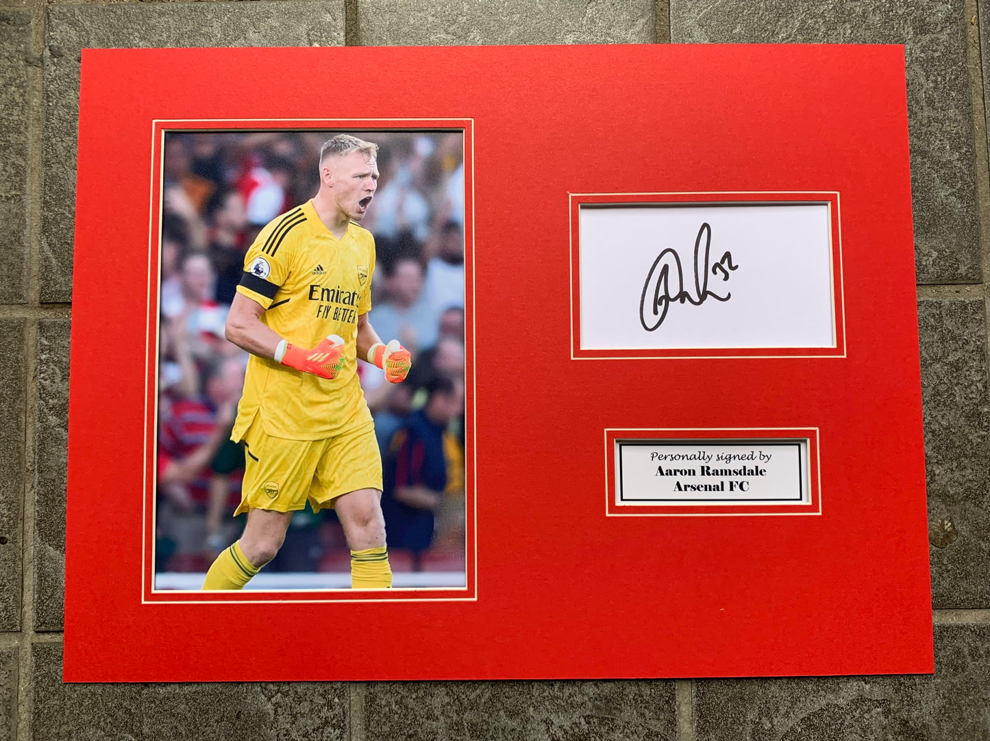 Aaron Ramsdale - Arsenal FC - 16x12in signed photo mount - AFC memorabilia, gift, display (UNFRAMED)