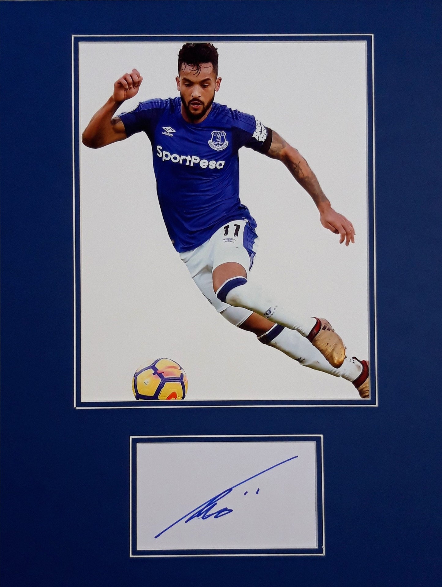 Theo Walcott - Everton FC - 16x12in signed photo montage -Everton memorabilia, gift, display