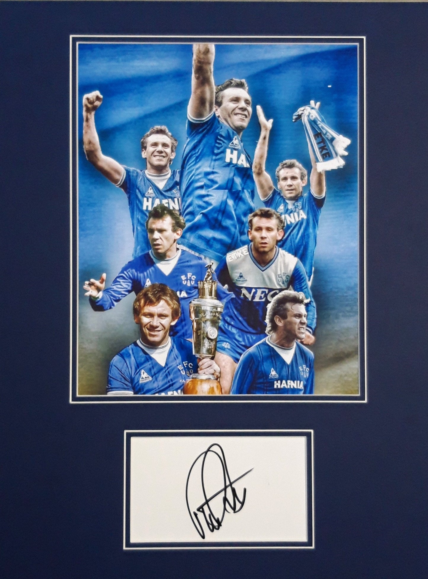 Peter Reid - Everton FC - 16x12in signed photo montage -Everton memorabilia, gift, display