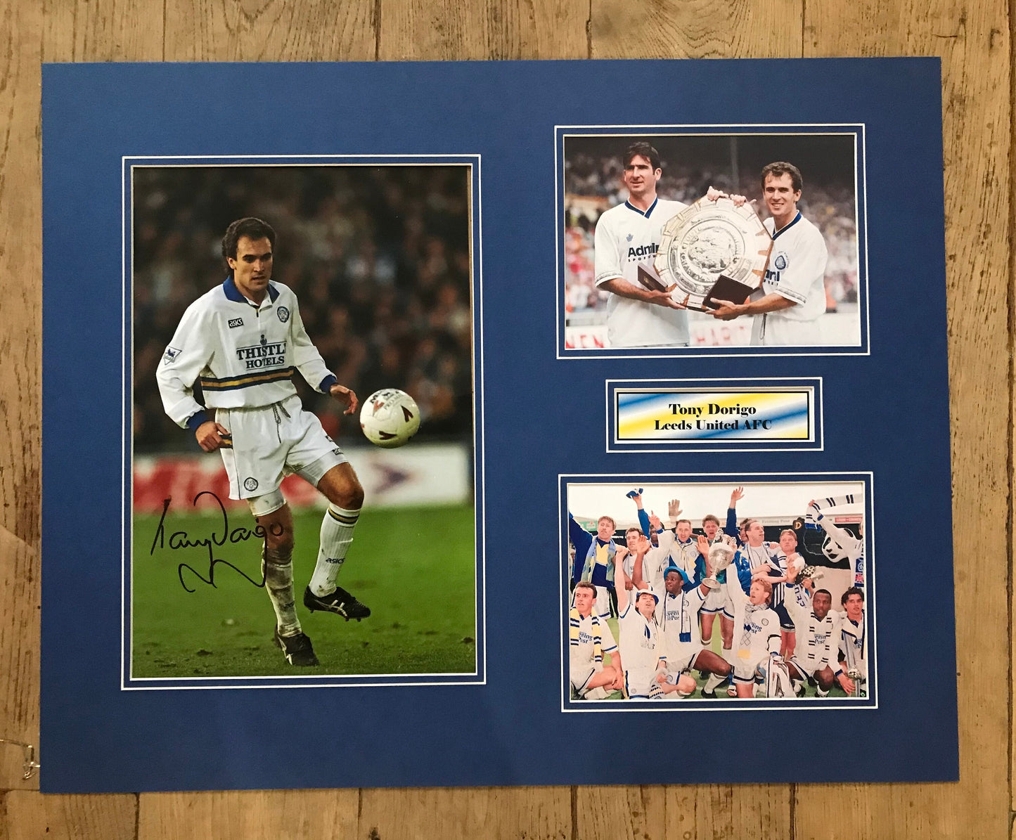 Tony Dorigo - Leeds United AFC - 20x16in signed photo montage - Leeds memorabilia, gift, display