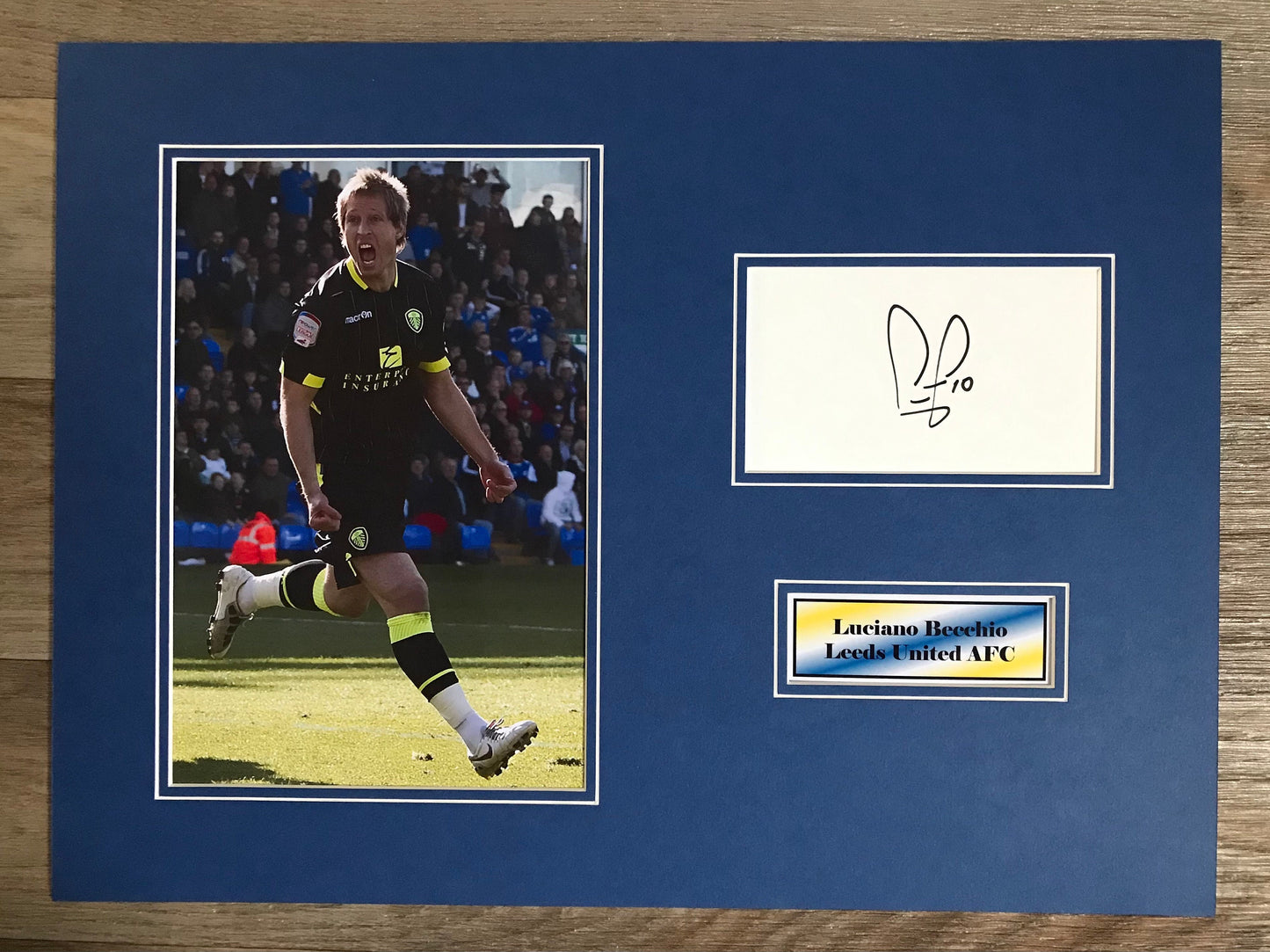Luciano Becchio - Leeds United AFC - 16x12in signed photo montage - Leeds United memorabilia, gift, display