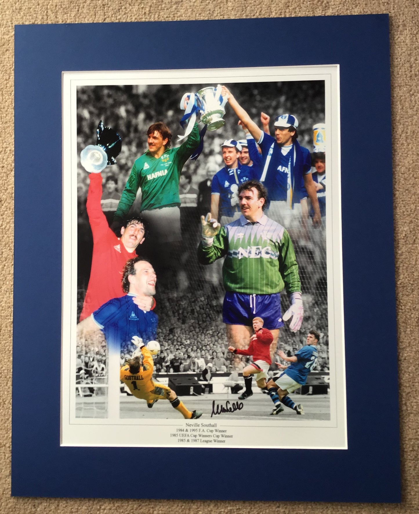 Neville Southall - Everton FC 20x16in signed photo mount - Everton memorabilia, gift, display autograph