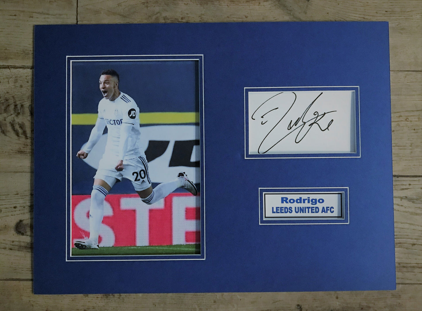Rodrigo - Leeds United AFC - 16x12in signed photo montage - Leeds United memorabilia, gift, display