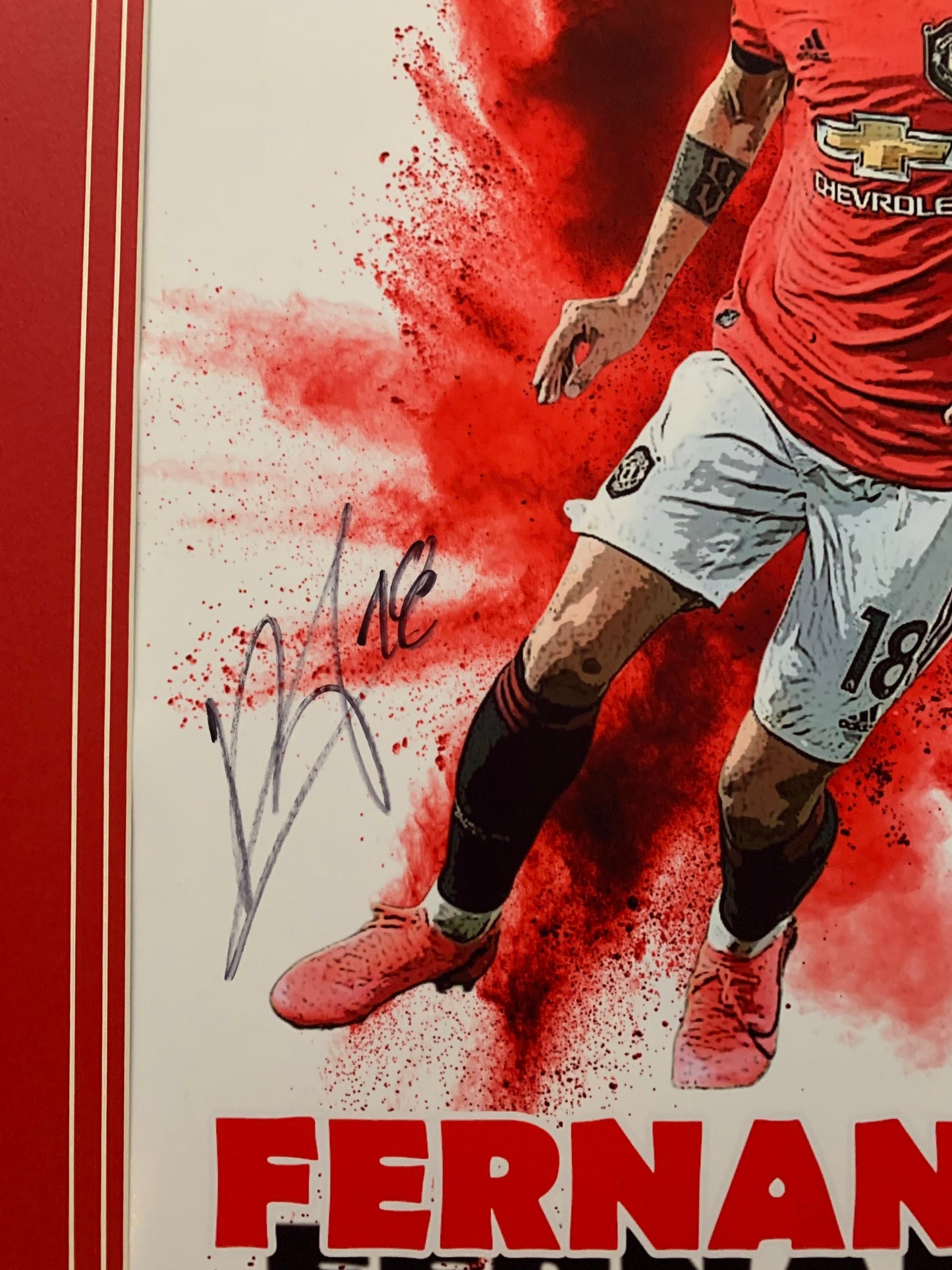 Bruno Fernandes - Manchester United - 20x16in signed photo mount - MUFC memorabilia, gift, (UNFRAMED)