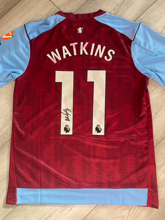 Ollie Watkins - Aston Villa signed replica shirt -Villa memorabilia, AVFC gift, (UNFRAMED)