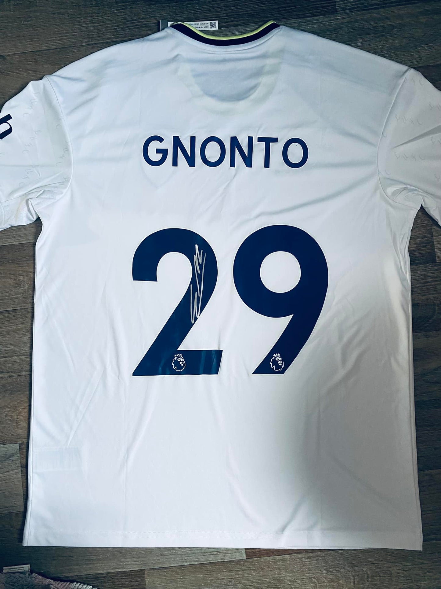 Willy Gnonto - Leeds United signed replica shirt - Leeds memorabilia, gift, (UNFRAMED)