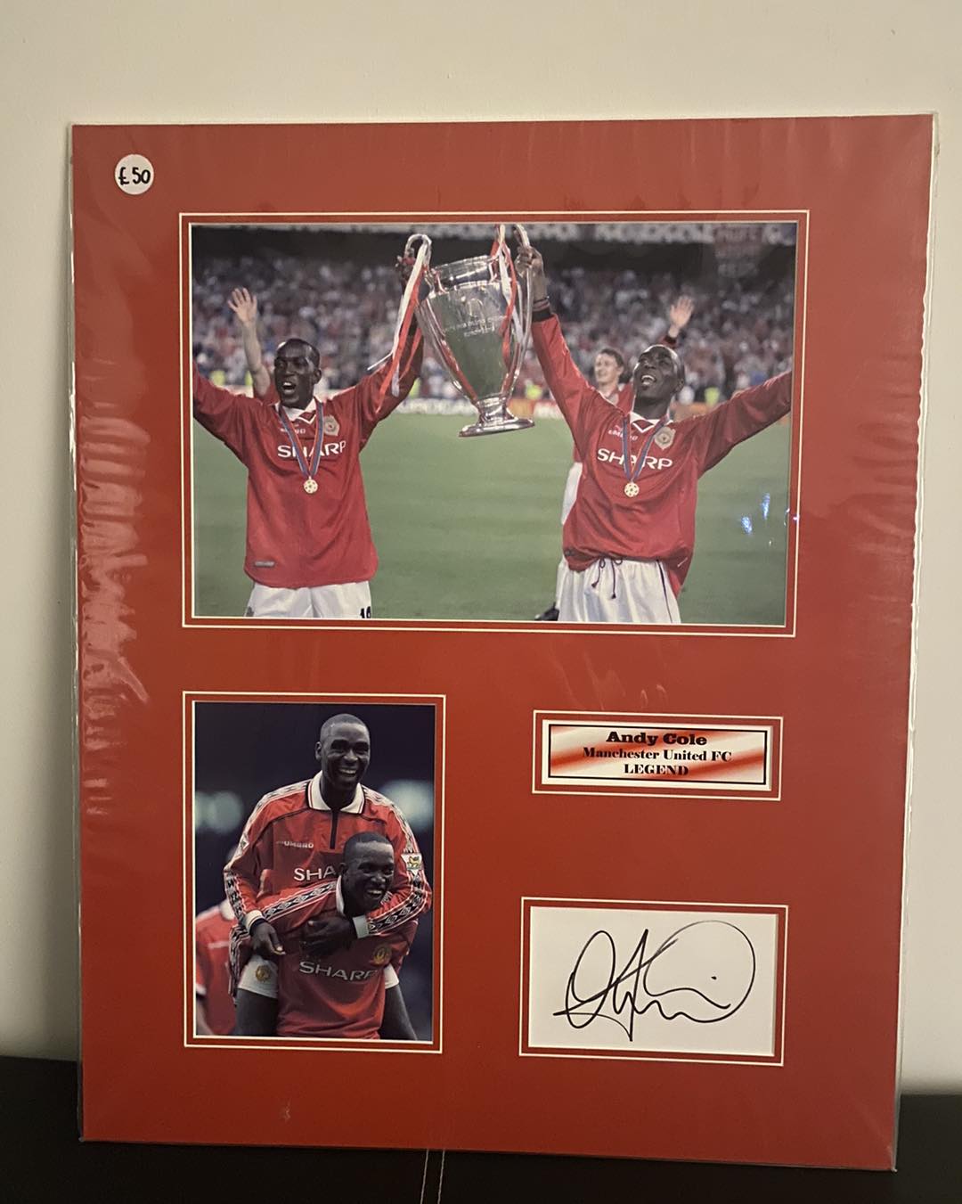 Andy Cole - Manchester United - 20x16in signed photo montage -  memorabilia, gift, display (Copy)