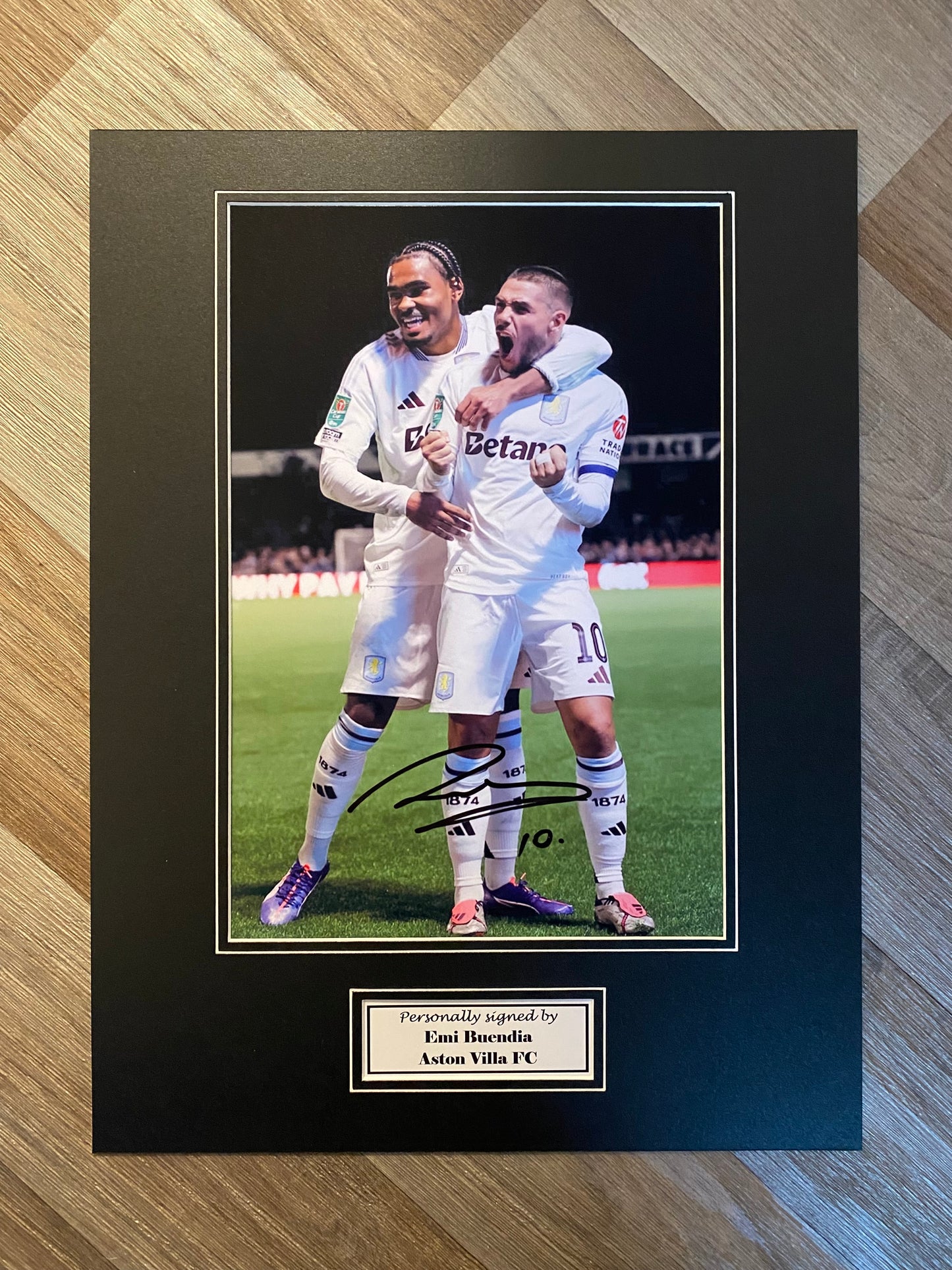 Emi Buendia - Aston Villa FC - 16x12in signed photo montage - Aston Villa memorabilia, gift, display