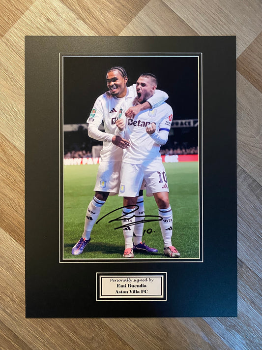 Emi Buendia - Aston Villa FC - 16x12in signed photo montage - Aston Villa memorabilia, gift, display