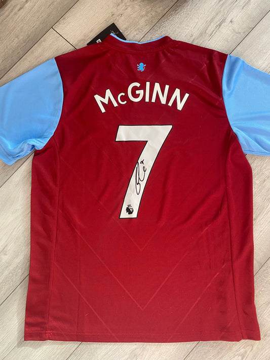 John McGinn - Aston Villa signed replica shirt -Villa memorabilia, AVFC gift, (UNFRAMED)