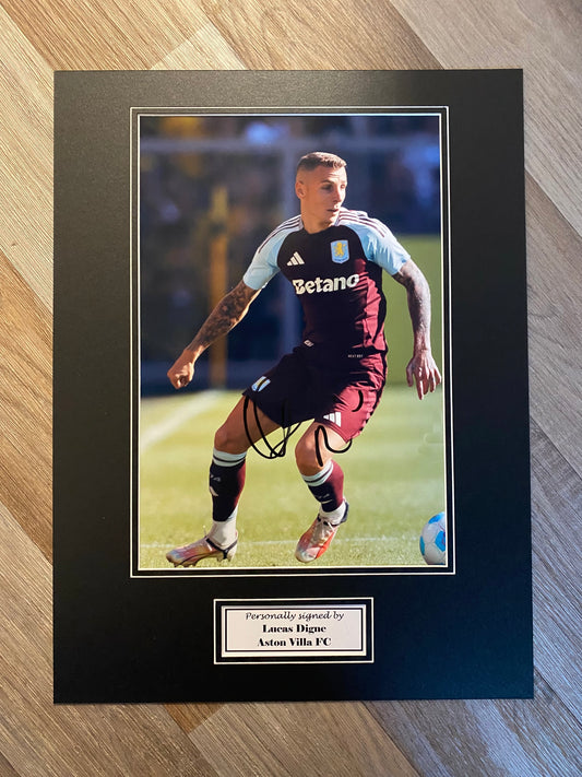 Lucas Digne - Aston Villa FC - 16x12in signed photo montage - Aston Villa memorabilia, gift, display