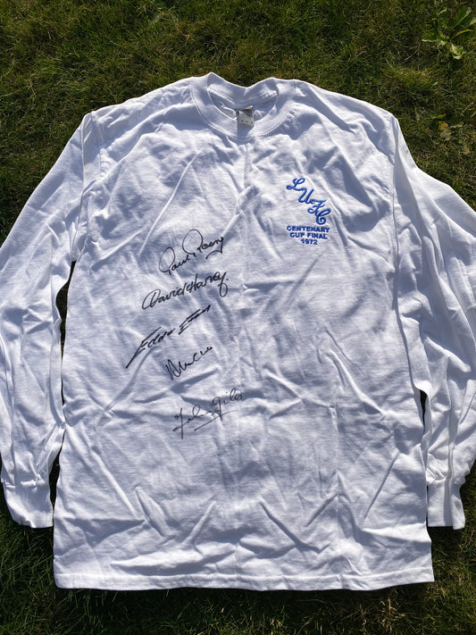 Leeds United - 1972 FA Cup Final replica shirt - signed by Reaney, Harvey, Gray , Clarke & Giles- Leeds memorabilia, gift, (UNFRAMED)