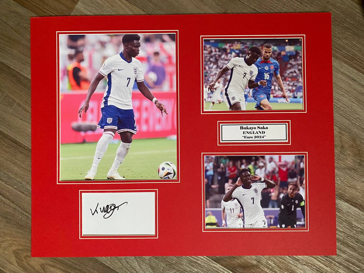 Bukayo Saka - England- 20x16in signed photo montage - England memorabilia, gift, display