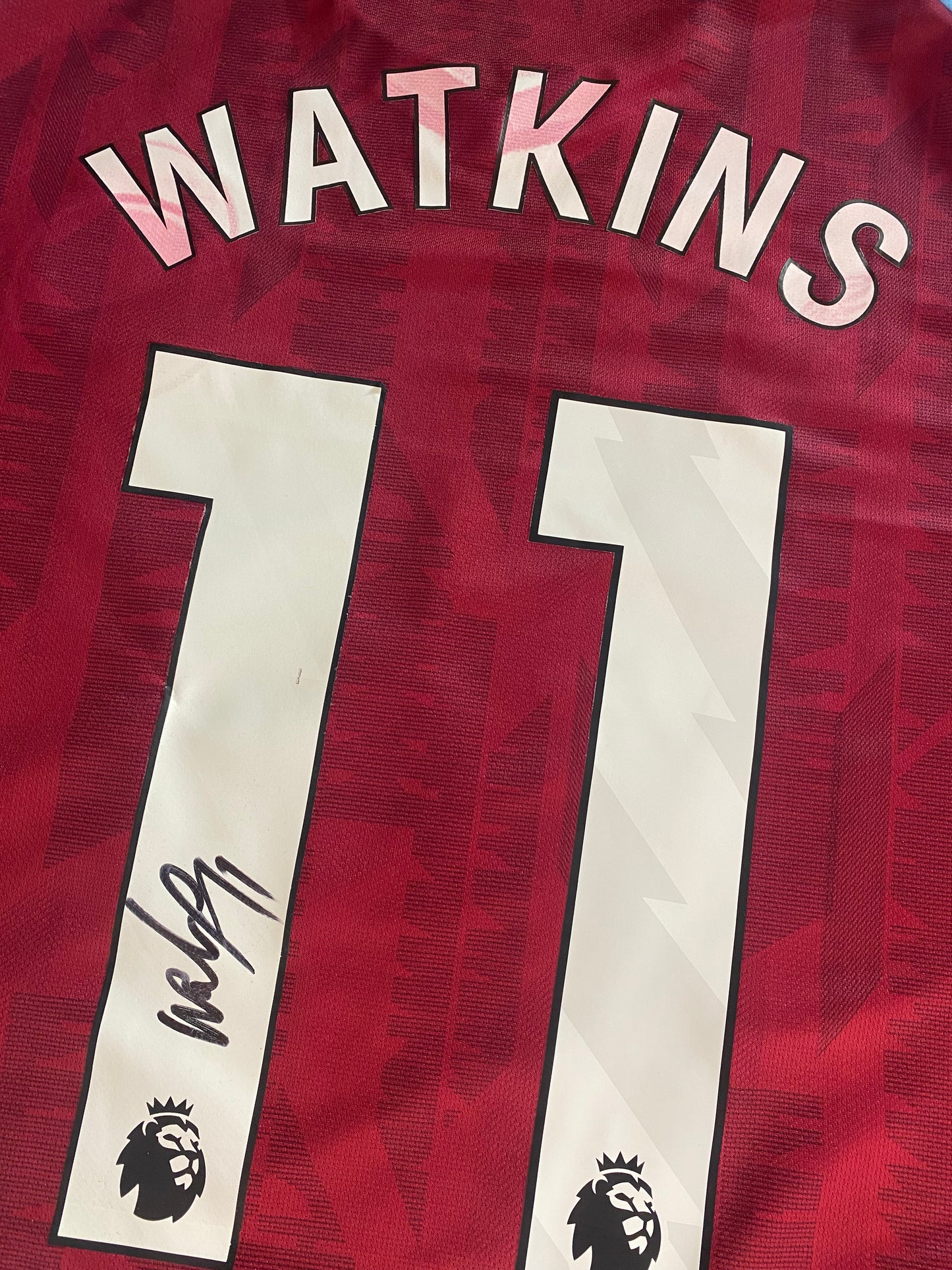 Ollie Watkins - Aston Villa signed replica shirt -Villa memorabilia, AVFC gift, (UNFRAMED)