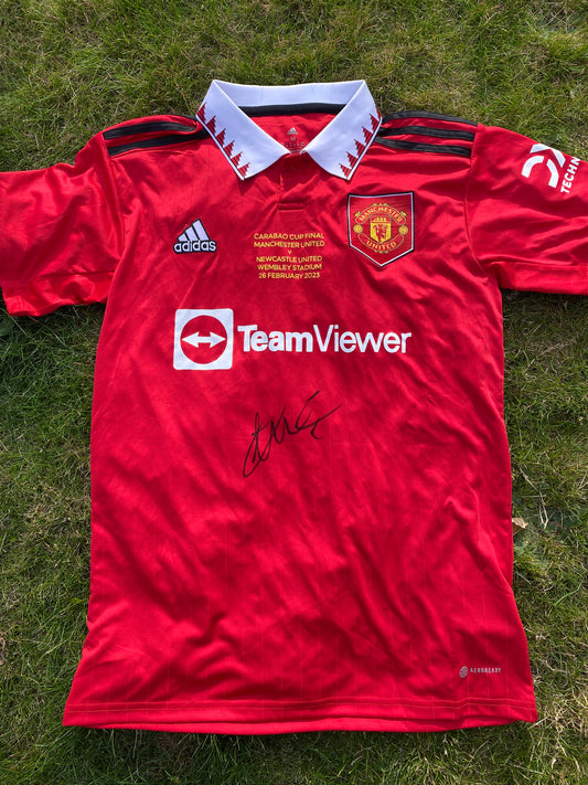 Erik Ten Hag - Manchester United hand-signed replica Carabao Cup 2023 shirt - MUFC memorabilia, football shirt (UNFRAMED)