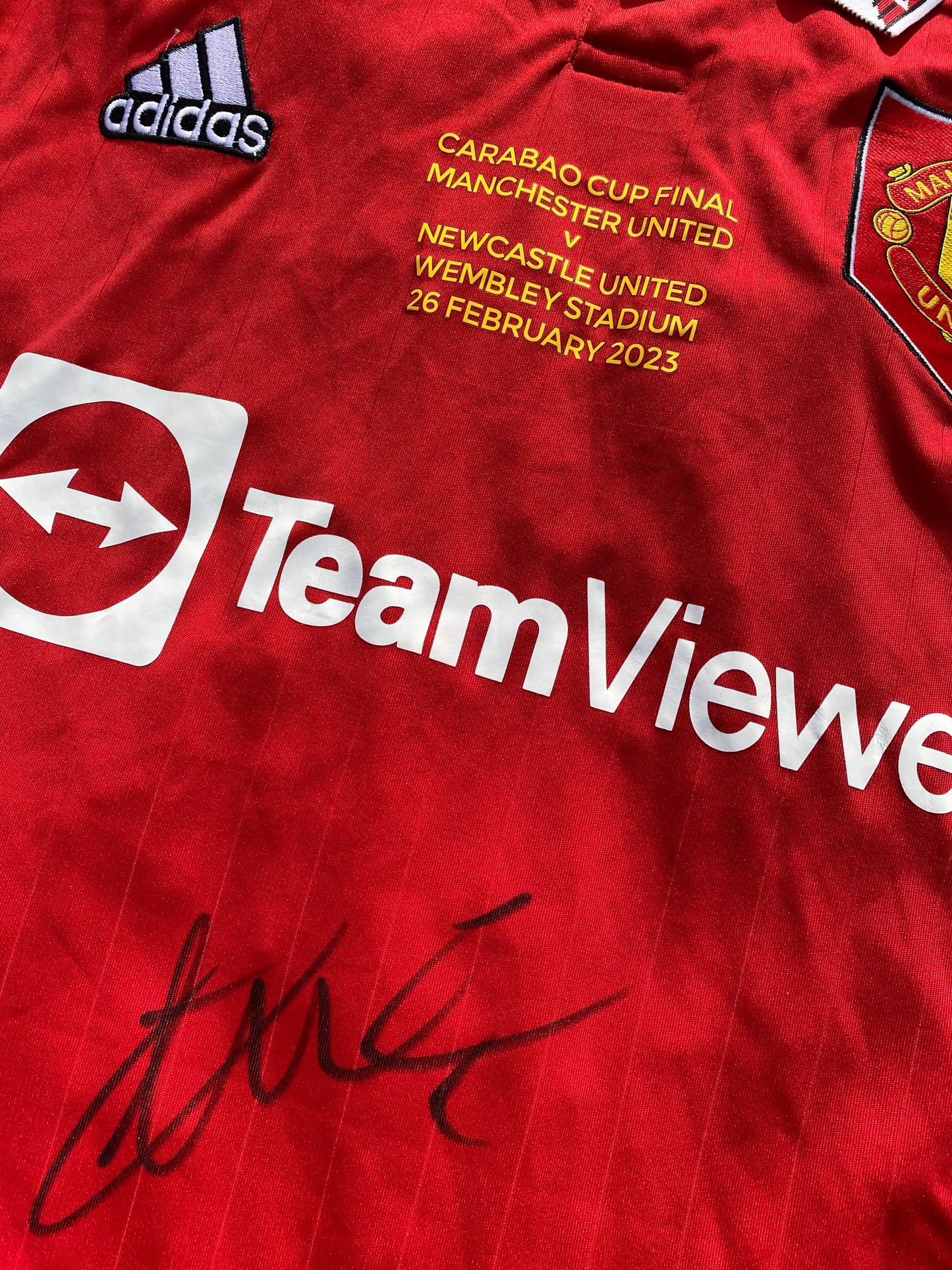 Erik Ten Hag - Manchester United hand-signed replica Carabao Cup 2023 shirt - MUFC memorabilia, football shirt (UNFRAMED)