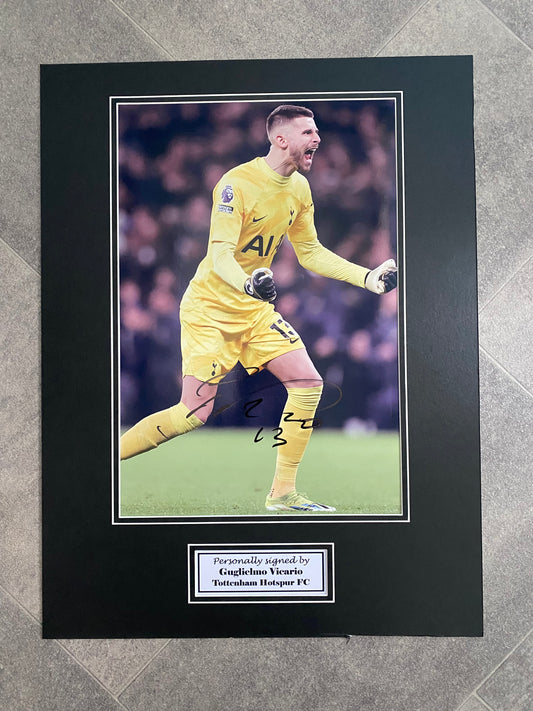 Guglielmo Vicario - Tottenham Hotspur FC - 16x12in signed photo mount- THFC memorabilia, gift, display (UNFRAMED)