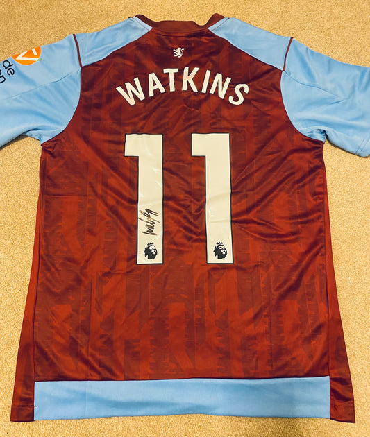 Ollie Watkins - Aston Villa signed replica shirt -Villa memorabilia, AVFC gift, (UNFRAMED)
