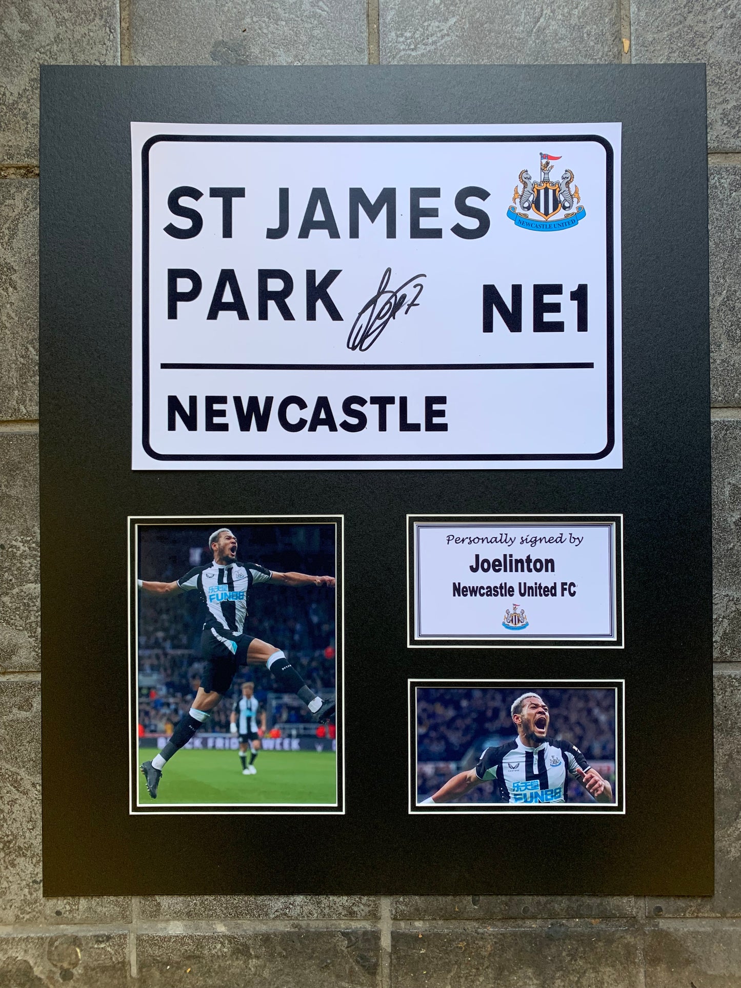 Joelinton - Newcastle United FC - 20x16in signed photo montage - MUFC memorabilia, gift, display