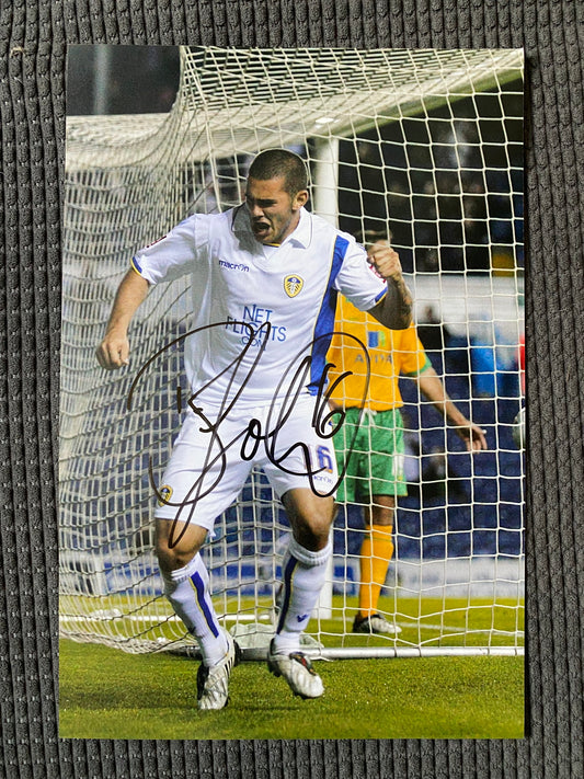 Bradley Johnson - Leeds United AFC - A4 signed photo - Leeds United memorabilia, gift, autograph