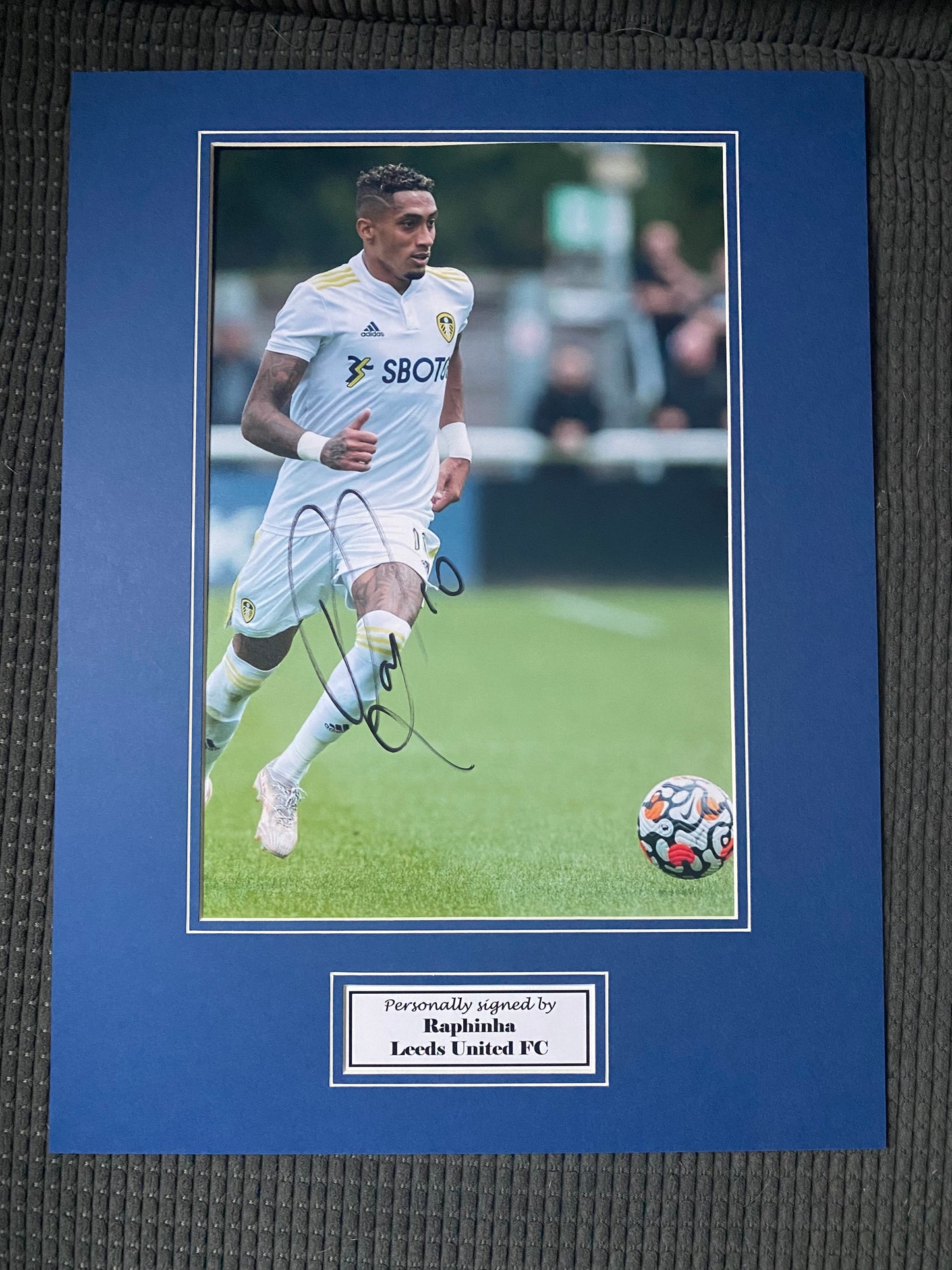 Raphinha - Leeds United AFC - 16x12in signed photo montage - Leeds United memorabilia, gift, display