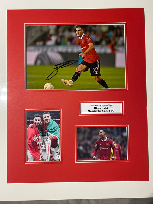 Diogo Dalot - Manchester United FC - 20x16in signed photo montage - MUFC memorabilia, gift, display