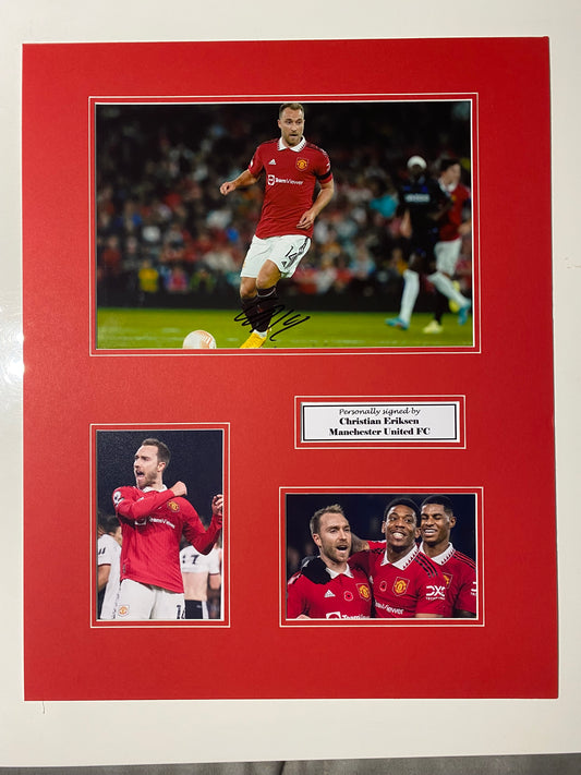 Christian Eriksen - Manchester United FC - 20x16in signed photo montage - MUFC memorabilia, gift, display