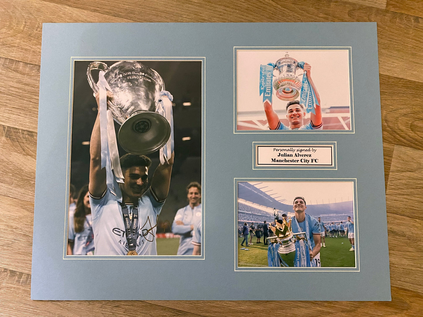 Julian Alverez - Manchester City - 20x16in signed photo montage - City memorabilia, gift, display