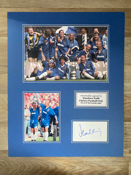 Gianluca Vialli - Chelsea - 20x16in signed photo montage - Chelsea memorabilia, gift, display