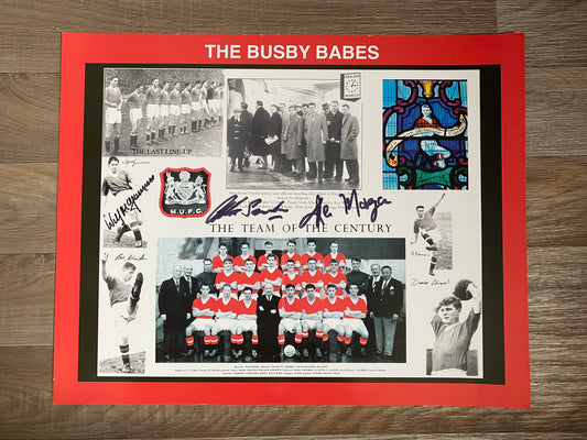 WILF MCGUINESS, ALBERT SCANLON & KEN MORGANS - "BUSBY BABES" Manchester United - huge 20X16in poster - MUFC memorabilia, gift, (UNFRAMED)