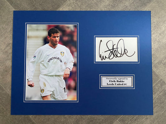 Eirik Bakke - Leeds United AFC - 16x12in signed photo mount - Leeds United memorabilia, gift, display