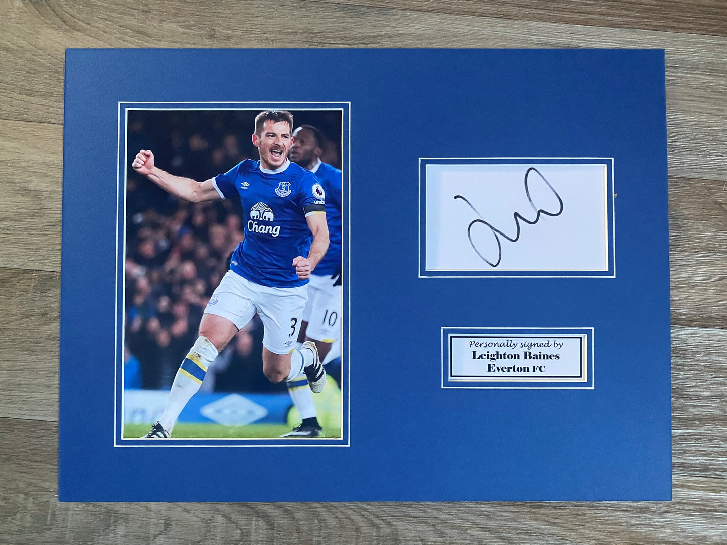 Leighton Baines Everton FC -16x12in signed photo montage - Everton memorabilia, gift, display