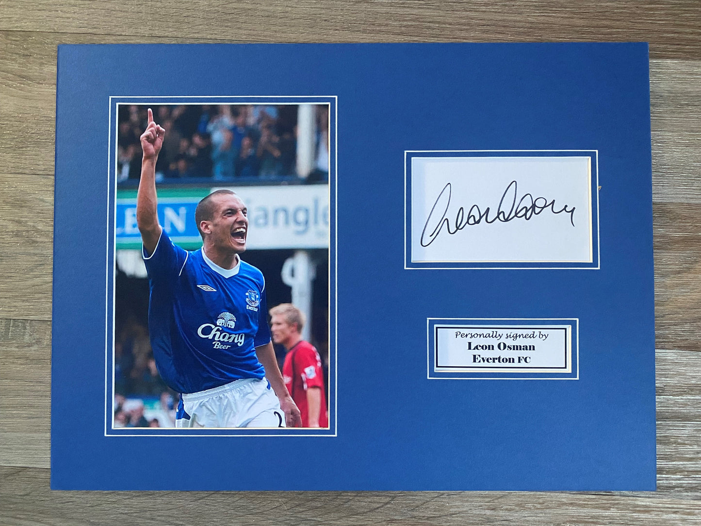 Leon Osman Everton FC -16x12in signed photo montage - Everton memorabilia, gift, display