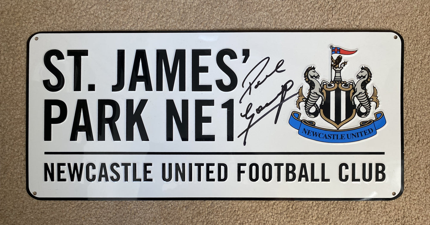 Paul Gascoigne -Newcastle United - signed metal street sign - memorabilia, gift