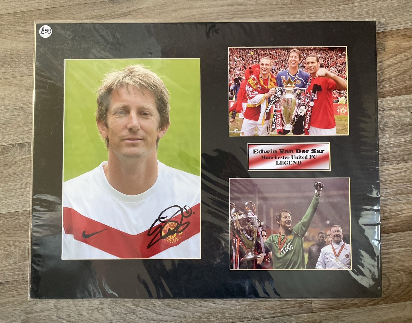 Edwin Van Der Sar - Manchester United FC - 20x16in signed photo montage - MUFC memorabilia, gift, display