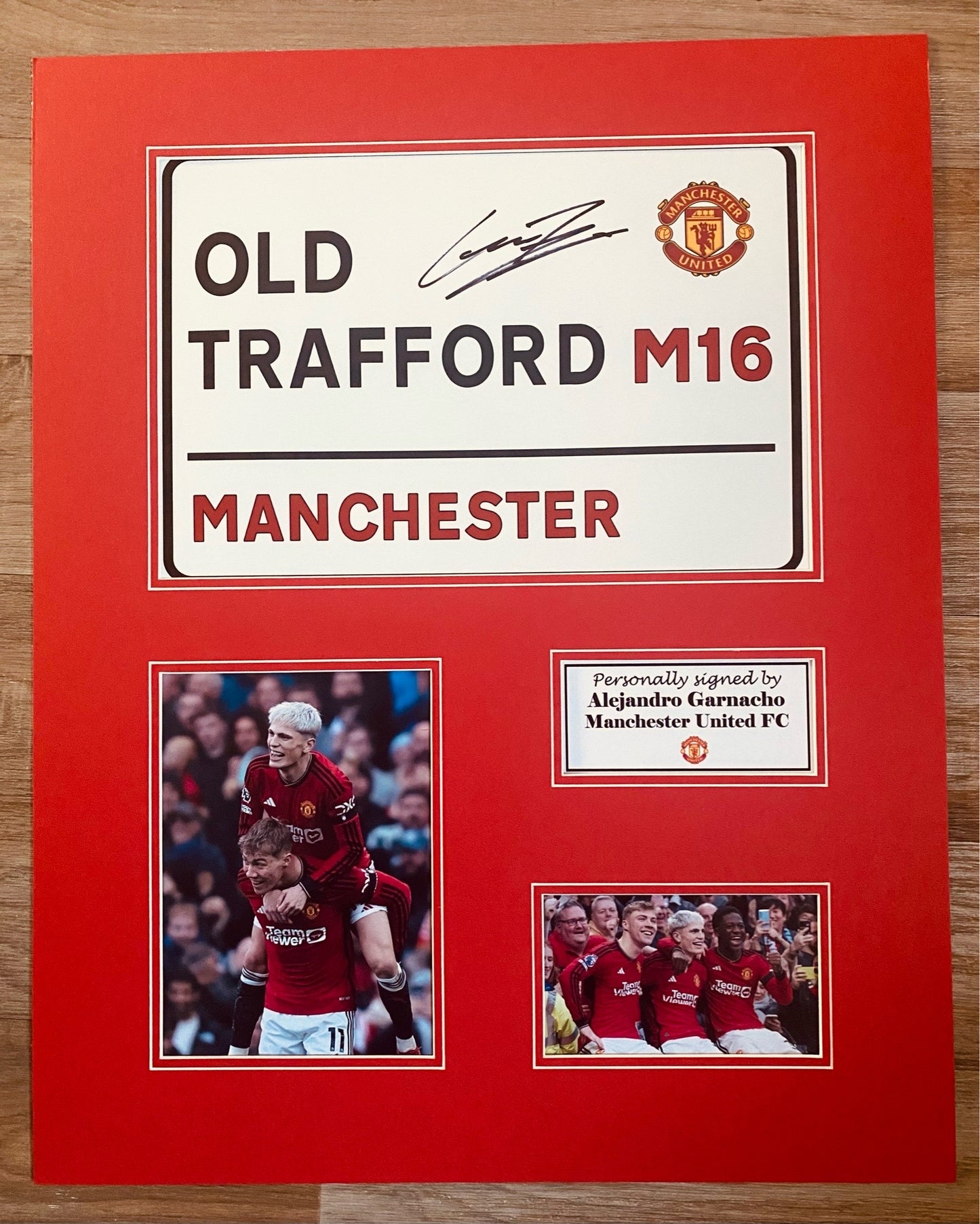 Alejandro Garnacho - Manchester United FC - 20x16in signed photo montage - MUFC memorabilia, gift, display